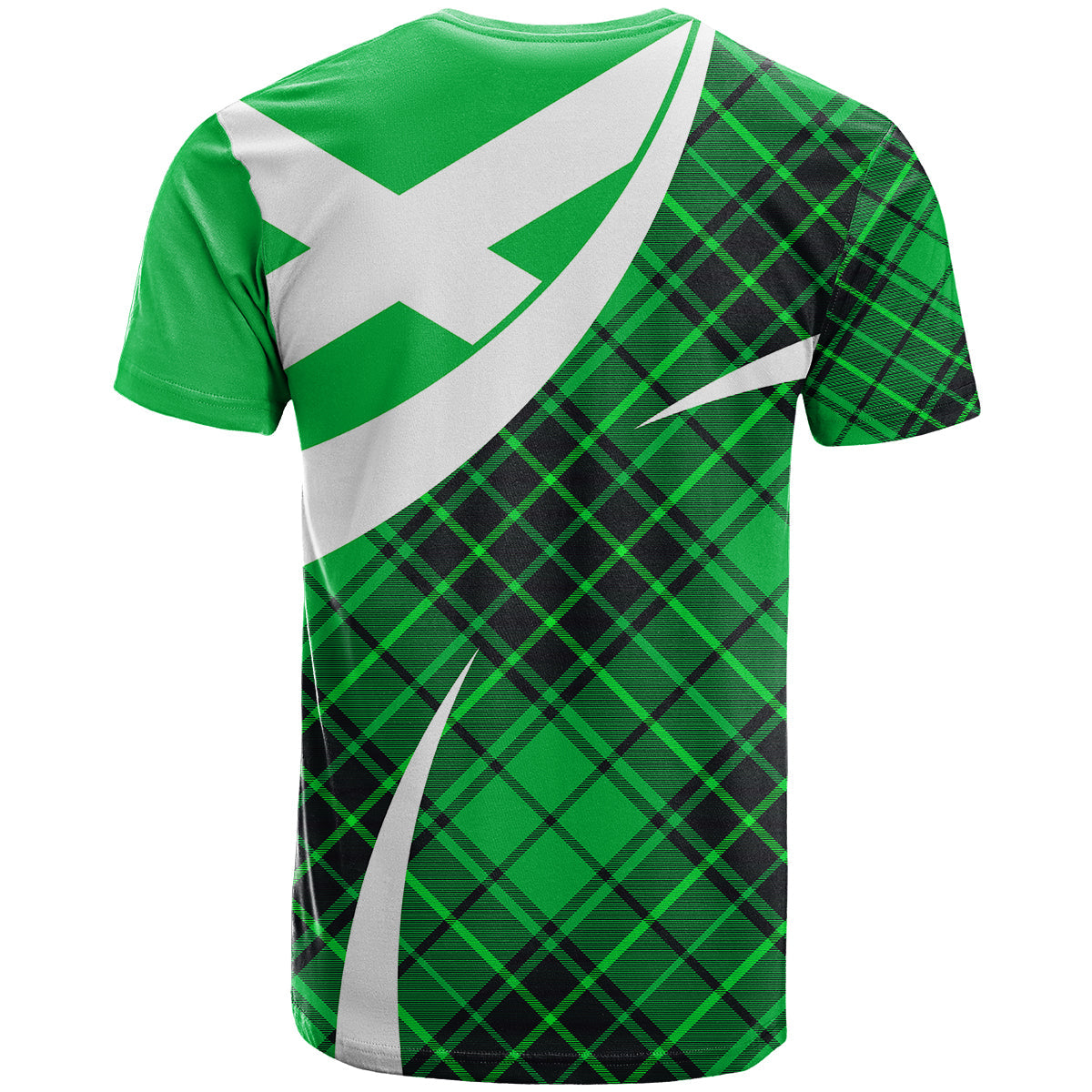Scottish Alba Flag T-Shirt Scottish Colourful Tartan Green Version Graphic Tee