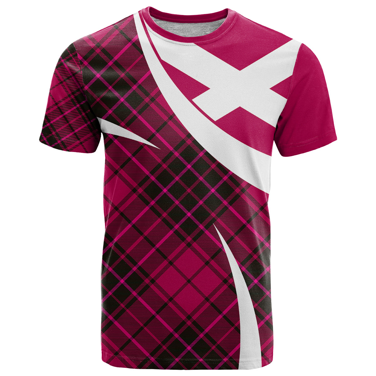 Scottish Alba Flag T-Shirt Scottish Colourful Tartan Pink Version Graphic Tee