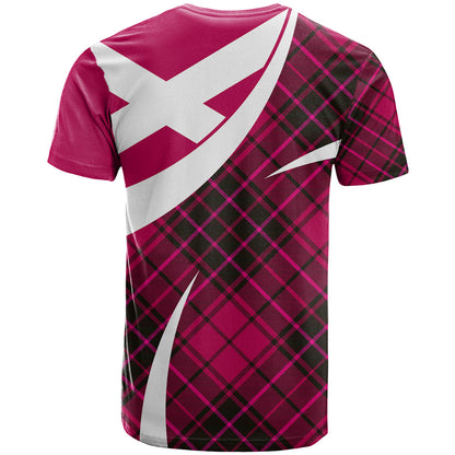 Scottish Alba Flag T-Shirt Scottish Colourful Tartan Pink Version Graphic Tee