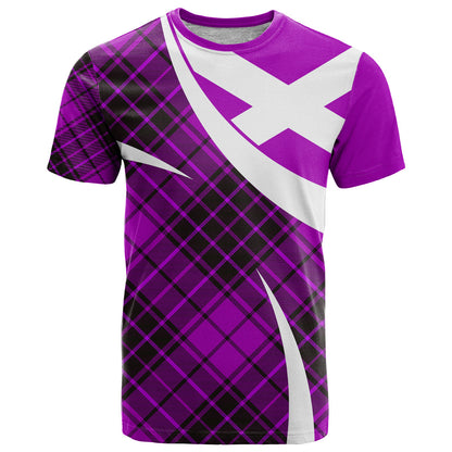 Scottish Alba Flag T-Shirt Scottish Colourful Tartan Purple Version Graphic Tee