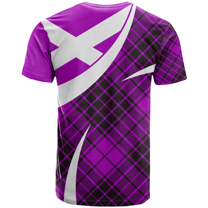 Scottish Alba Flag T-Shirt Scottish Colourful Tartan Purple Version Graphic Tee