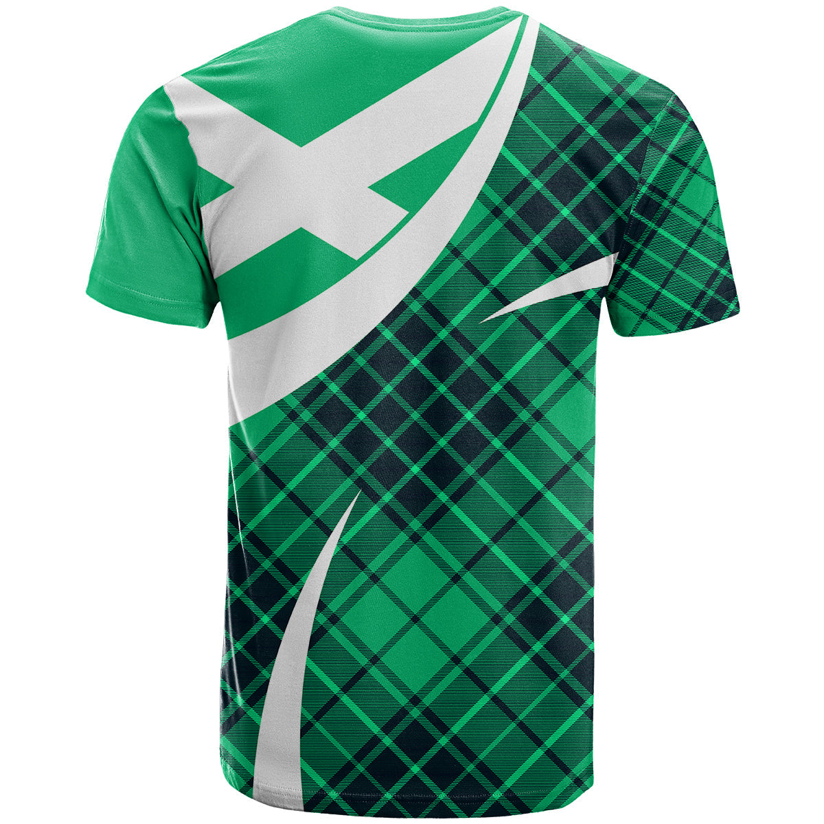 Scottish Alba Flag T-Shirt Scottish Colourful Tartan Turquoise Version Graphic Tee