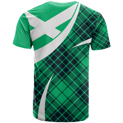 Scottish Alba Flag T-Shirt Scottish Colourful Tartan Turquoise Version Graphic Tee