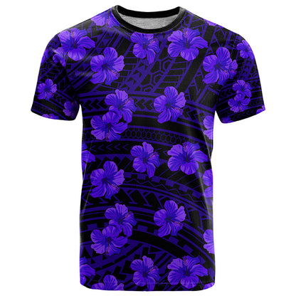 Polynesian Hawaii Style With Hibiscus T-Shirt Blue Graphic Tee