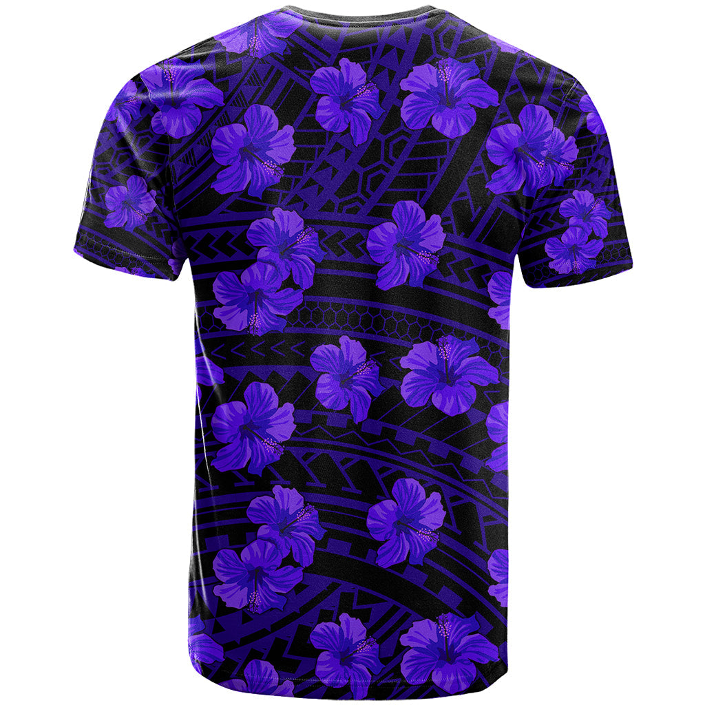 Polynesian Hawaii Style With Hibiscus T-Shirt Blue Graphic Tee