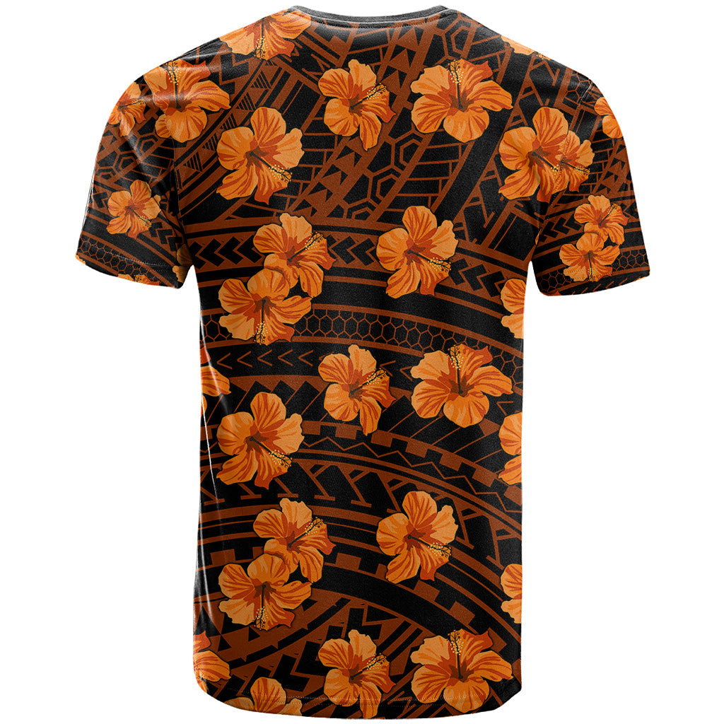 Polynesian Hawaii Style With Hibiscus T-Shirt Gold Graphic Tee