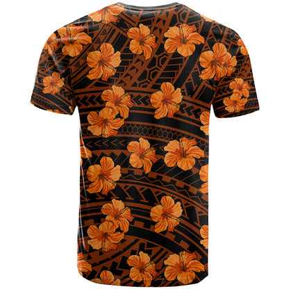 Polynesian Hawaii Style With Hibiscus T-Shirt Gold Graphic Tee