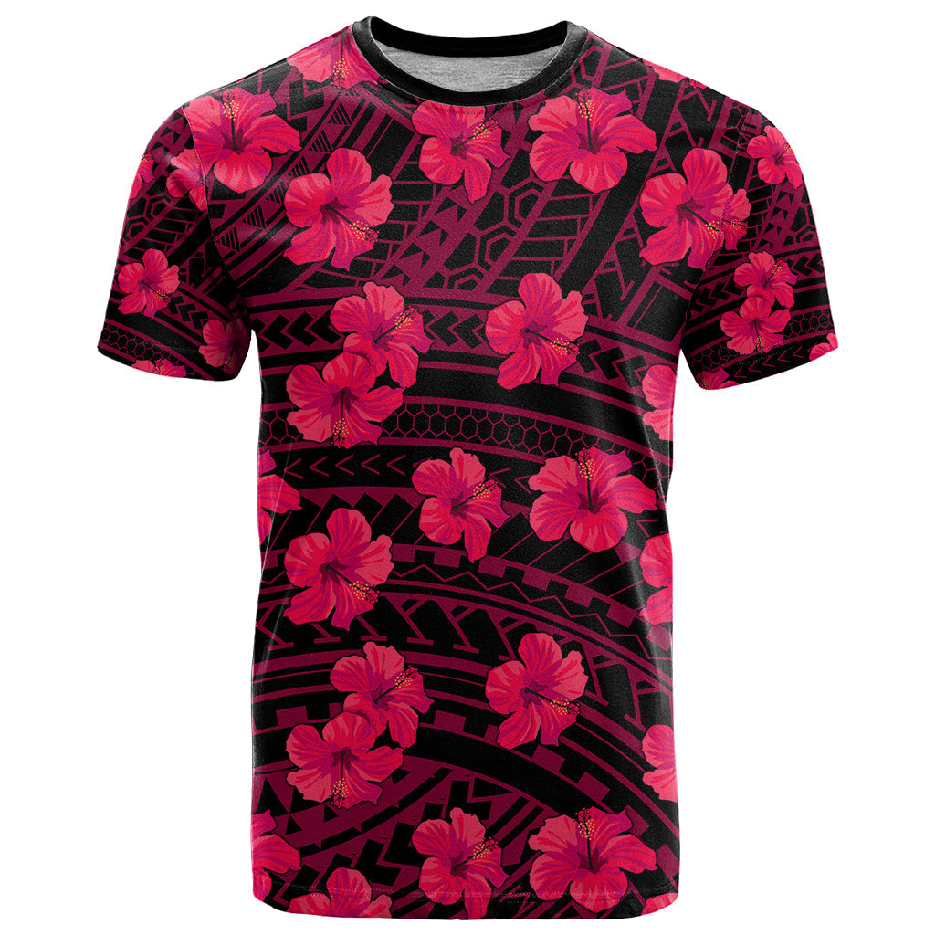 Polynesian Hawaii Style With Hibiscus T-Shirt Pink Graphic Tee