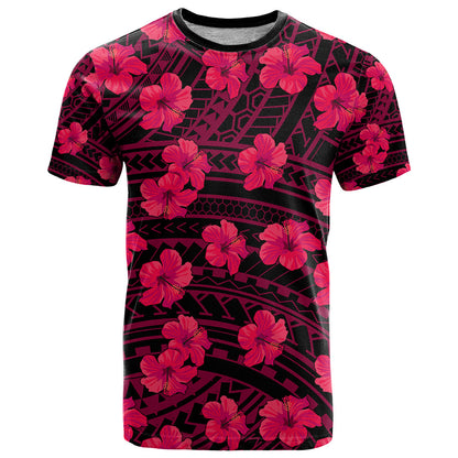 Polynesian Hawaii Style With Hibiscus T-Shirt Pink Graphic Tee