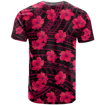 Polynesian Hawaii Style With Hibiscus T-Shirt Pink Graphic Tee