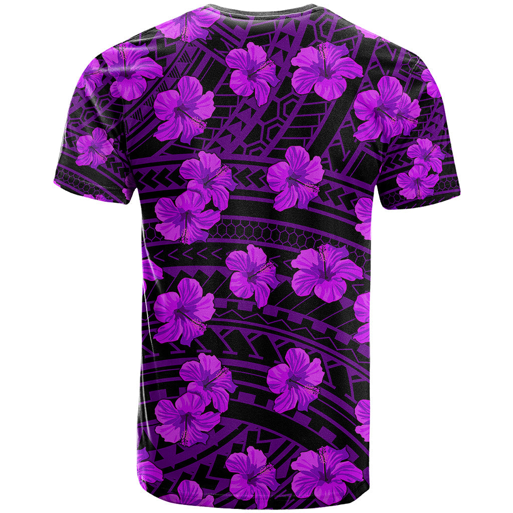 Polynesian Hawaii Style With Hibiscus T-Shirt Purple Graphic Tee