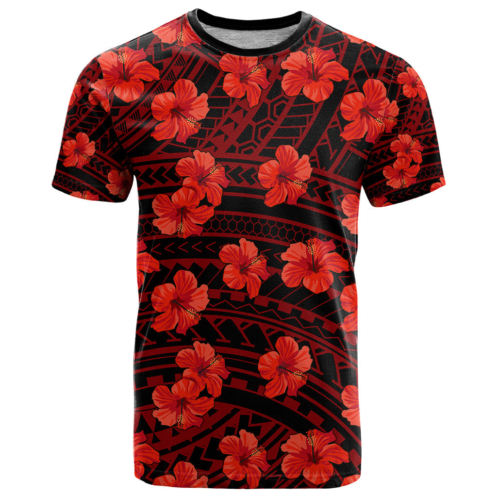 Polynesian Hawaii Style With Hibiscus T-Shirt Red Graphic Tee