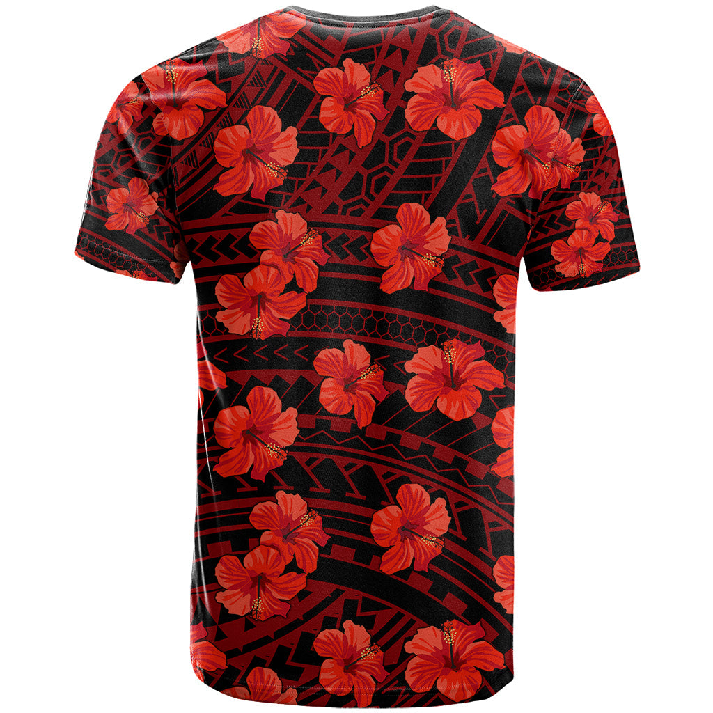 Polynesian Hawaii Style With Hibiscus T-Shirt Red Graphic Tee