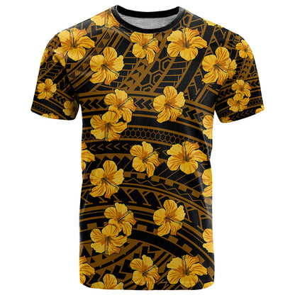 Polynesian Hawaii Style With Hibiscus T-Shirt Yellow Graphic Tee