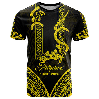 Personalised Philippines Independence Day T-Shirt Pechera With Side Barong Patterns Graphic Tee