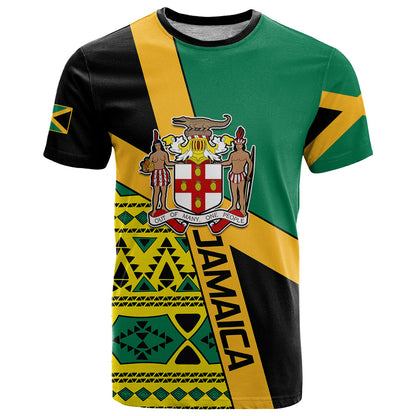 Personalised Jamaica T-Shirt Ethnic Style In Jamaican Flag Graphic Tee