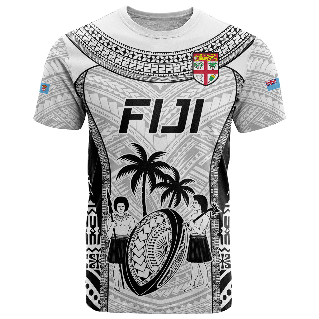 Custom Fiji Rugby T-Shirt Go Champions World Cup Tapa Unique White Vibe Graphic Tee