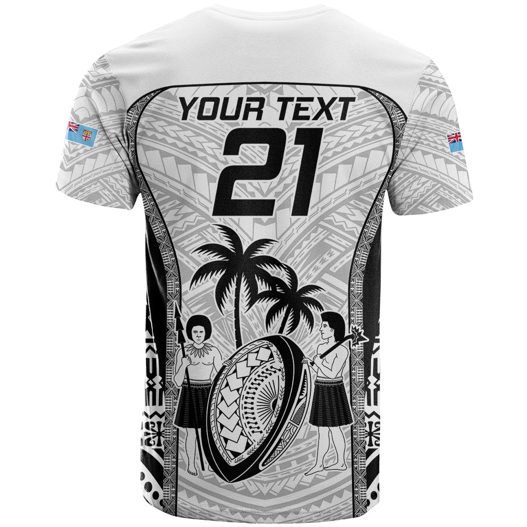 Custom Fiji Rugby T-Shirt Go Champions World Cup Tapa Unique White Vibe Graphic Tee