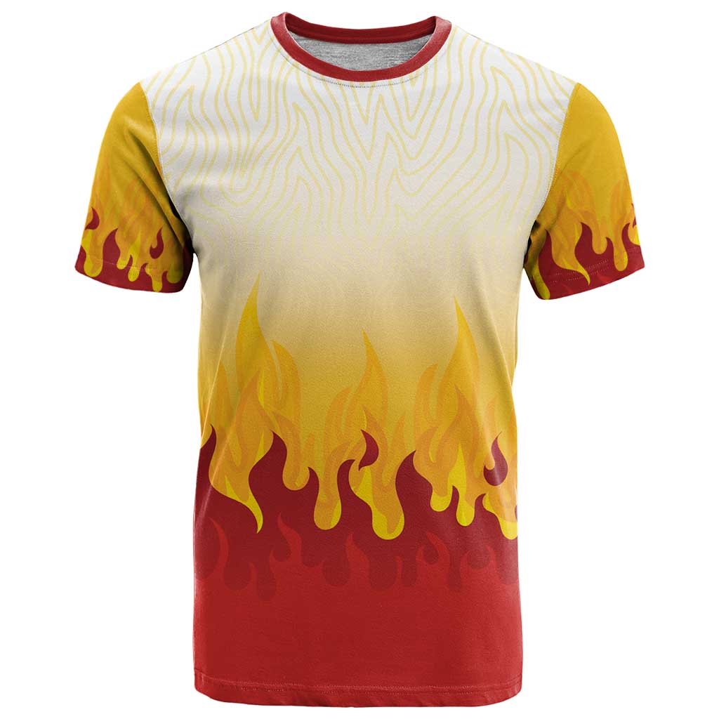 Japanese Kaen Pattern T-Shirt Flame Pillar Blazing Lion Heart Graphic Tee