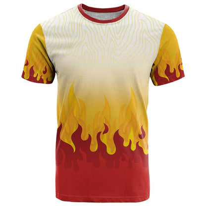 Japanese Kaen Pattern T-Shirt Flame Pillar Blazing Lion Heart Graphic Tee