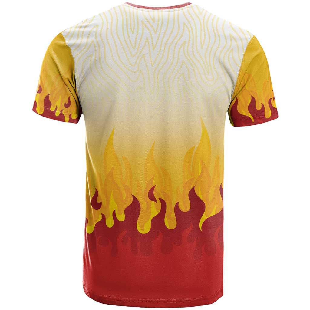 Japanese Kaen Pattern T-Shirt Flame Pillar Blazing Lion Heart Graphic Tee