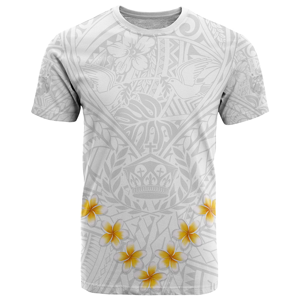 Tonga White Sunday T-Shirt Polynesian Plumeria Tribal Simple Graphic Tee