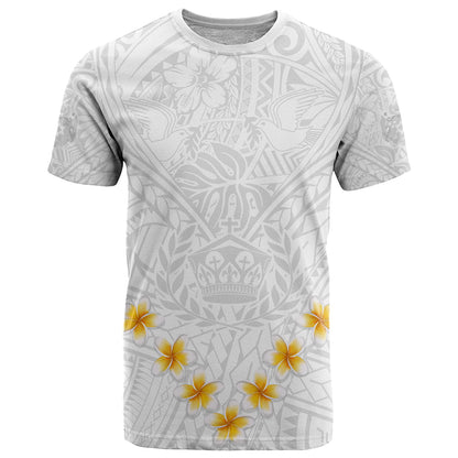 Tonga White Sunday T-Shirt Polynesian Plumeria Tribal Simple Graphic Tee