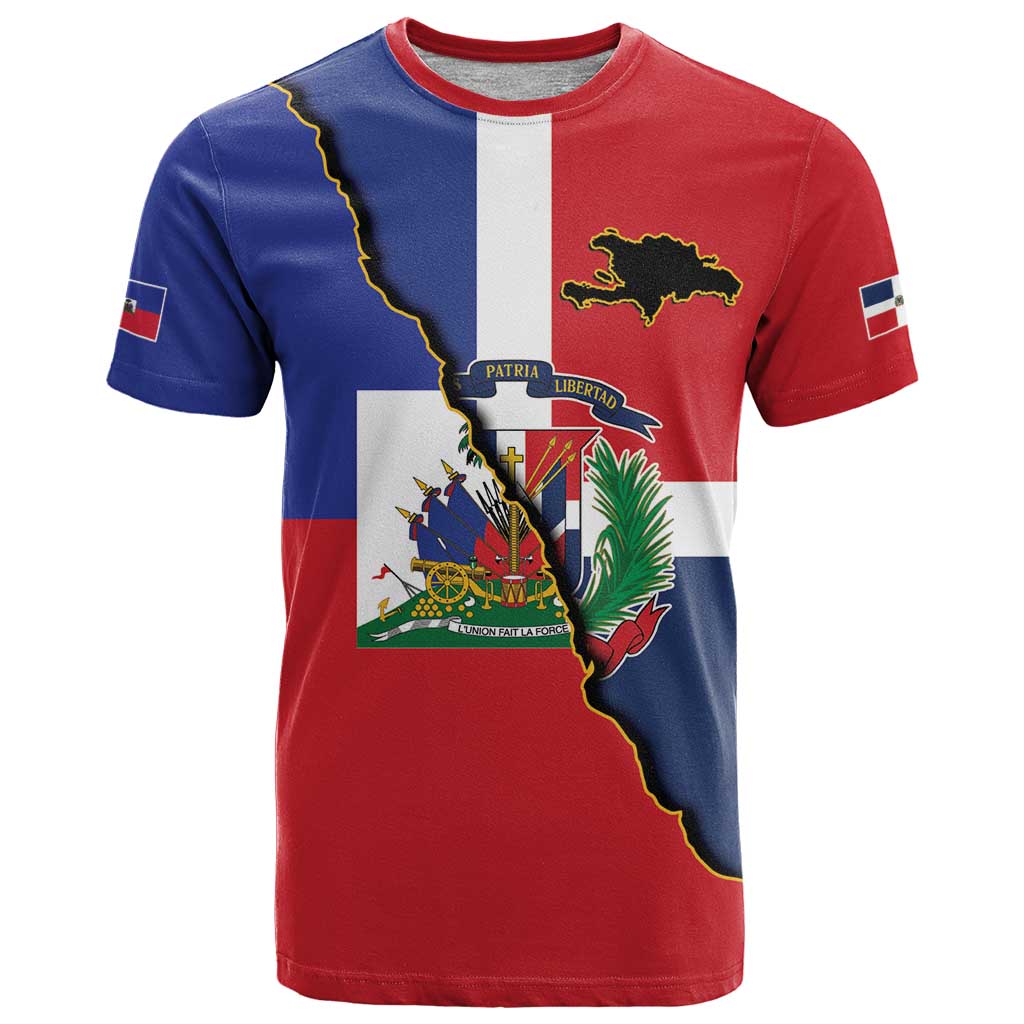 Hispaniola Personalized T-Shirt Dominican Republic Haiti Flag Together Graphic Tee