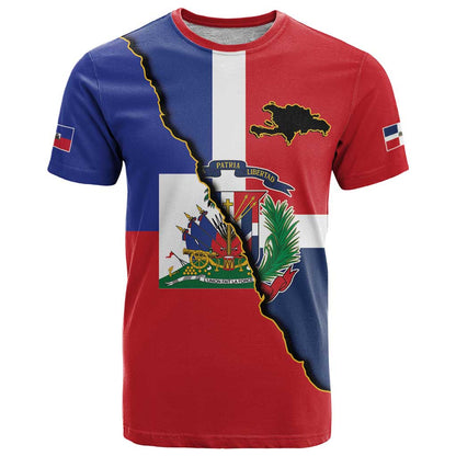 Hispaniola Personalized T-Shirt Dominican Republic Haiti Flag Together Graphic Tee