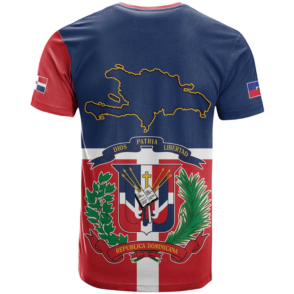 Hispaniola Map T-Shirt Dominican Republic Haiti Flag Together Graphic Tee
