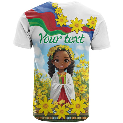 Happy Enkutatash Eritrea Personalized T-Shirt Beautiful Girl Adey Abeba Flower Graphic Tee