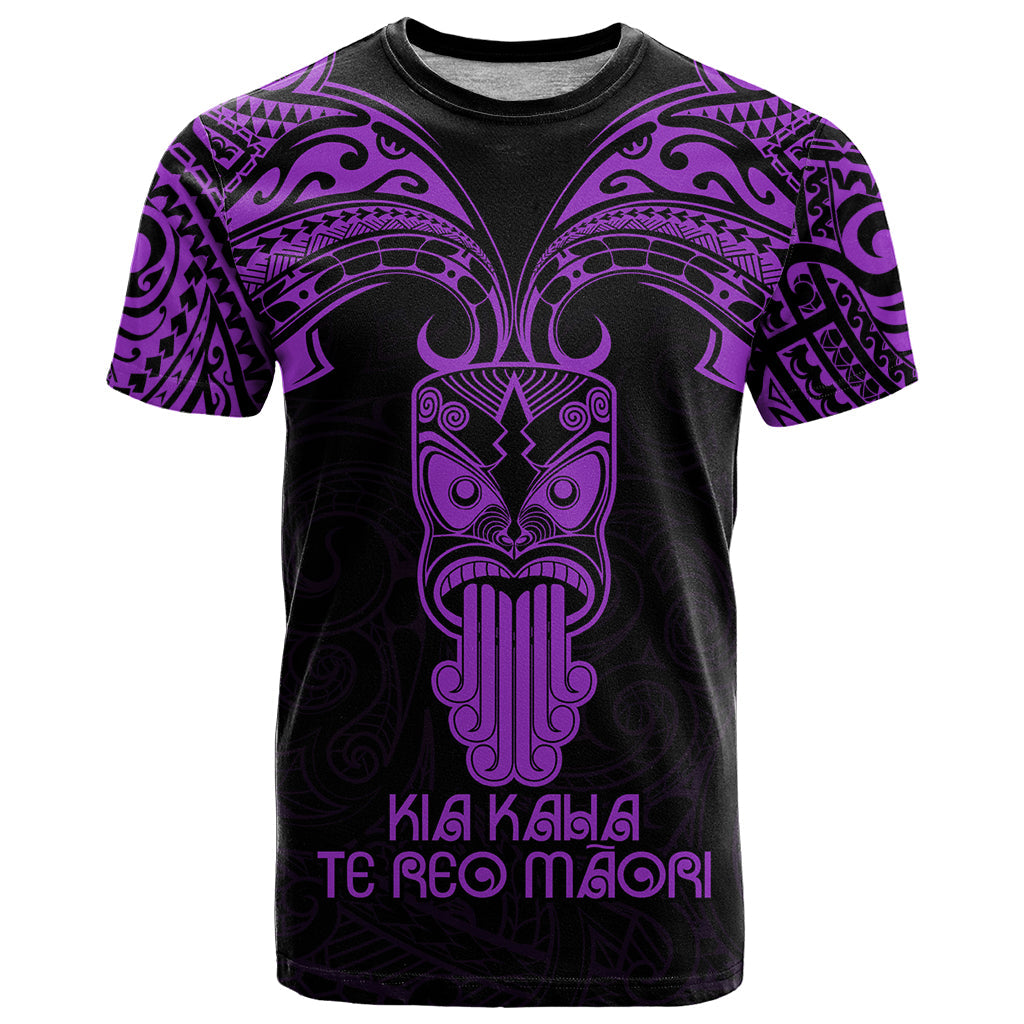 Personalised New Zealand Te Reo Maori T-Shirt Kia Kaha Maori Language Week Purple Style Graphic Tee