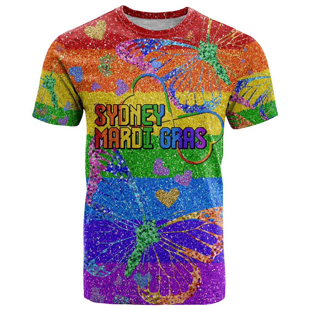 Sydney Mardi Gras Personalized T-Shirt Pride Rainbow Glitter Colorful Style Graphic Tee