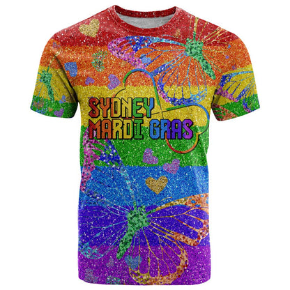 Sydney Mardi Gras Personalized T-Shirt Pride Rainbow Glitter Colorful Style Graphic Tee