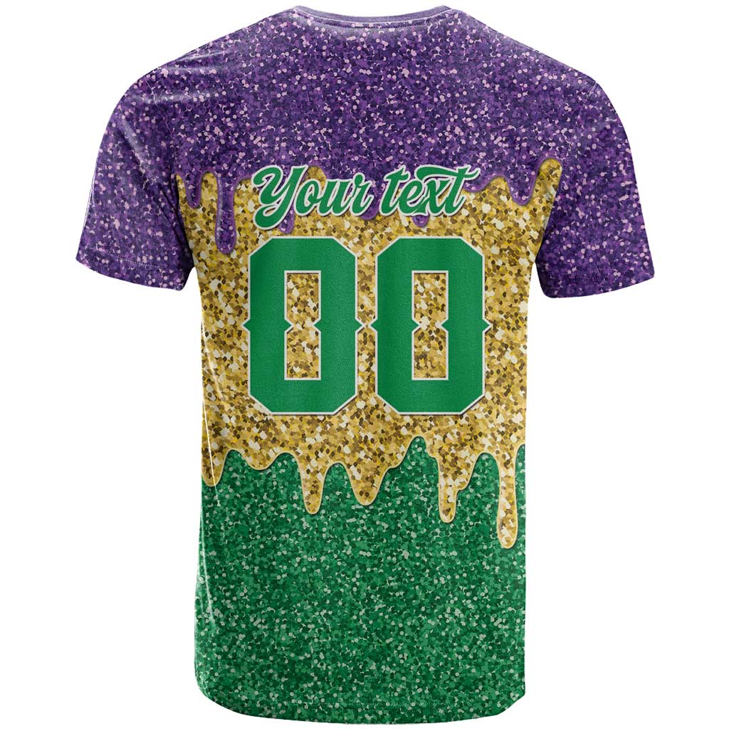 Custom Mardi Gras Dripping T-Shirt Baseball Sparkling Drip Motif Graphic Tee