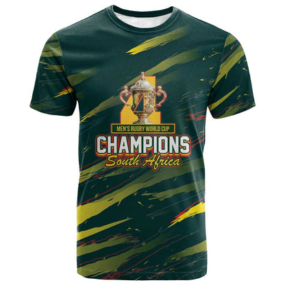 South African Four-time Champions T-Shirt World Rugby Team Springboks Graphic Tee