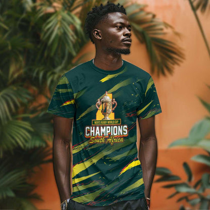 South African Four-time Champions T-Shirt World Rugby Team Springboks Graphic Tee