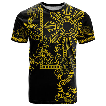 Filipino Sun Tribal Tattoo T-Shirt Philippines Inspired Barong Simple Gold Graphic Tee