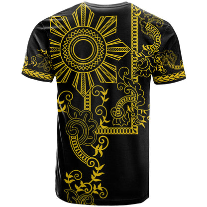Filipino Sun Tribal Tattoo T-Shirt Philippines Inspired Barong Simple Gold Graphic Tee