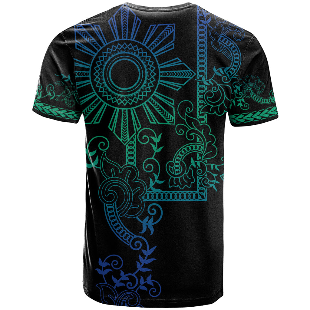 Filipino Sun Tribal Tattoo T-Shirt Philippines Inspired Barong Blue Art Graphic Tee