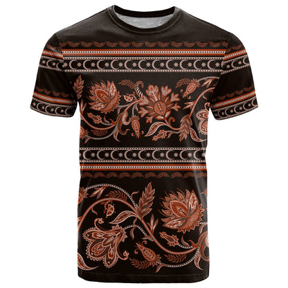 Azerbaijan T-Shirt Traditional Pattern Ornament With Flowers Buta Gold Graphic Tee