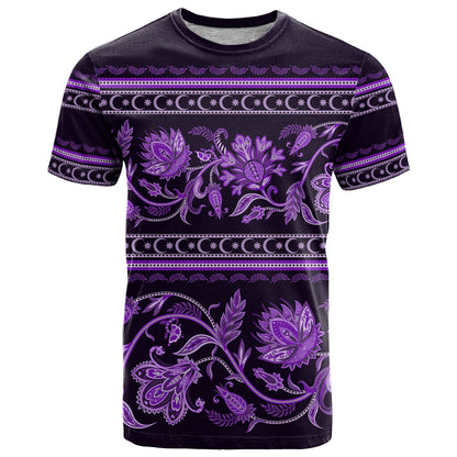 Azerbaijan T-Shirt Traditional Pattern Ornament With Flowers Buta Violet Graphic Tee