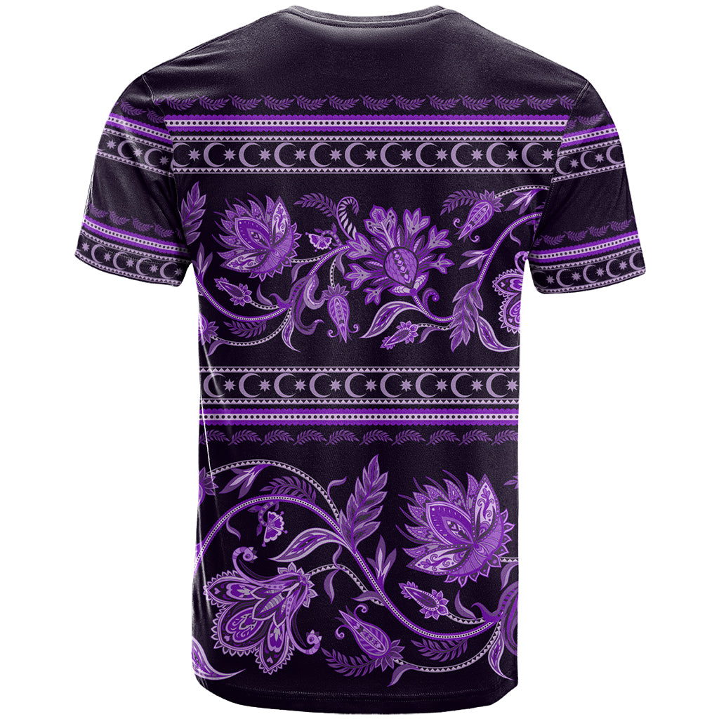 Azerbaijan T-Shirt Traditional Pattern Ornament With Flowers Buta Violet Graphic Tee