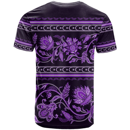 Azerbaijan T-Shirt Traditional Pattern Ornament With Flowers Buta Violet Graphic Tee