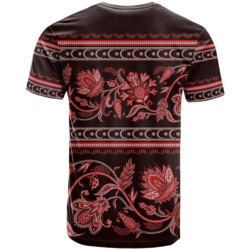 Azerbaijan T-Shirt Traditional Pattern Ornament With Flowers Buta Red Graphic Tee