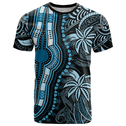 Polynesia Dashiki T-Shirt Polynesia and Africa Traditional Special Together Blue Graphic Tee