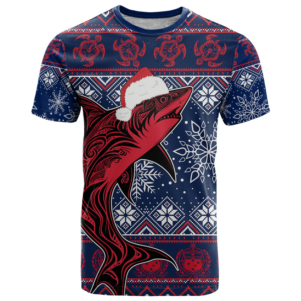 Samoa Manuia Le Kirisimasi T-Shirt Samoan Fishing Tribal Pattern Christmas Vibe Graphic Tee