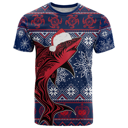 Samoa Manuia Le Kirisimasi T-Shirt Samoan Fishing Tribal Pattern Christmas Vibe Graphic Tee