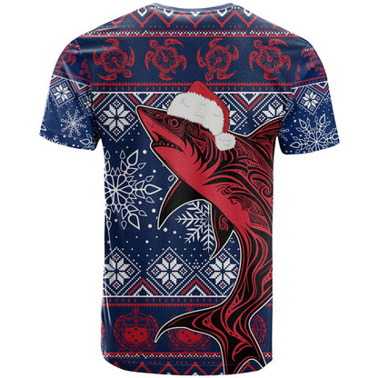 Samoa Manuia Le Kirisimasi T-Shirt Samoan Fishing Tribal Pattern Christmas Vibe Graphic Tee