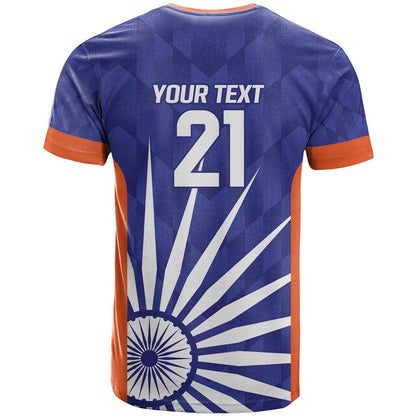 India Cricket Custom T-Shirt Ashoka Chakra with Flag Style Graphic Tee